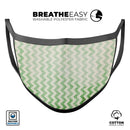 Grunge Green Horizontal Chevron Pattern  - Made in USA Mouth Cover Unisex Anti-Dust Cotton Blend Reusable & Washable Face Mask with Adjustable Sizing for Adult or Child