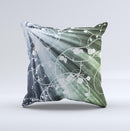 Grunge Green Rays of Light with Glowing Vine Ink-Fuzed Decorative Throw Pillow