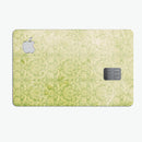 Grunge Green Yellow Damask Pattern - Premium Protective Decal Skin-Kit for the Apple Credit Card
