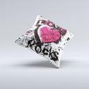 Grunge Love Rocks Ink-Fuzed Decorative Throw Pillow