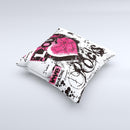 Grunge Love Rocks Ink-Fuzed Decorative Throw Pillow