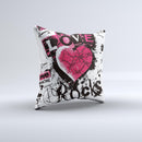 Grunge Love Rocks Ink-Fuzed Decorative Throw Pillow