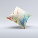 Grunge Multicolor Textured Surface Ink-Fuzed Decorative Throw Pillow