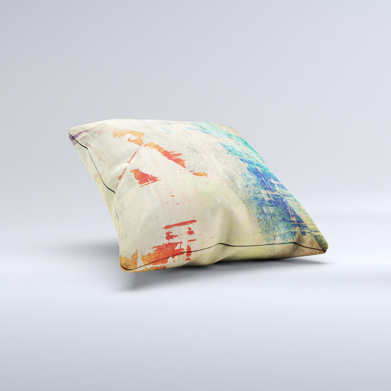 Grunge Multicolor Textured Surface Ink-Fuzed Decorative Throw Pillow