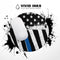 Grunge Patriotic American Flag with Thin Blue Line// WaterProof Rubber Foam Backed Anti-Slip Mouse Pad for Home Work Office or Gaming Computer Desk