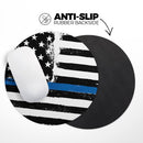 Grunge Patriotic American Flag with Thin Blue Line V2// WaterProof Rubber Foam Backed Anti-Slip Mouse Pad for Home Work Office or Gaming Computer Desk