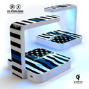 Grunge Patriotic American Flag with Thin Blue Line V2 UV Germicidal Sanitizing Sterilizing Wireless Smart Phone Screen Cleaner + Charging Station