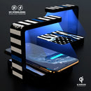 Grunge Patriotic American Flag with Thin Blue Line V2 UV Germicidal Sanitizing Sterilizing Wireless Smart Phone Screen Cleaner + Charging Station