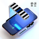 Grunge Patriotic American Flag with Thin Blue Line V2 UV Germicidal Sanitizing Sterilizing Wireless Smart Phone Screen Cleaner + Charging Station