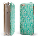 Grunge Teal Damask Pattern iPhone 6/6s or 6/6s Plus 2-Piece Hybrid INK-Fuzed Case