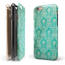 Grunge Teal Damask Pattern iPhone 6/6s or 6/6s Plus 2-Piece Hybrid INK-Fuzed Case