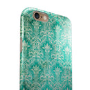 Grunge Teal Damask Pattern iPhone 6/6s or 6/6s Plus 2-Piece Hybrid INK-Fuzed Case