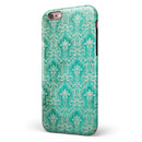 Grunge Teal Damask Pattern iPhone 6/6s or 6/6s Plus 2-Piece Hybrid INK-Fuzed Case
