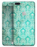 Grunge Teal Damask Pattern - Skin-kit for the iPhone 8 or 8 Plus
