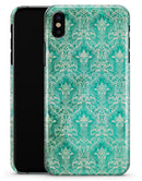 Grunge Teal Damask Pattern - iPhone X Clipit Case