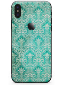 Grunge Teal Damask Pattern - iPhone X Skin-Kit