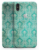Grunge Teal Damask Pattern - iPhone X Skin-Kit