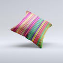 Grunge Thin Vibrant Strips Ink-Fuzed Decorative Throw Pillow