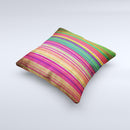 Grunge Thin Vibrant Strips Ink-Fuzed Decorative Throw Pillow