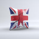 Grunge Vector London England Flag Ink-Fuzed Decorative Throw Pillow