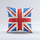 Grunge Vintage Textured London England Flag Ink-Fuzed Decorative Throw Pillow