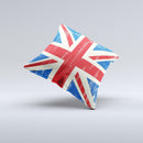 Grunge Vintage Textured London England Flag Ink-Fuzed Decorative Throw Pillow