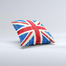 Grunge Vintage Textured London England Flag Ink-Fuzed Decorative Throw Pillow