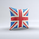 Grunge Vintage Textured London England Flag Ink-Fuzed Decorative Throw Pillow