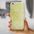Grunge green Yellow Damask Pattern iPhone 6/6s or 6/6s Plus 2-Piece Hybrid INK-Fuzed Case