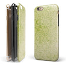 Grunge green Yellow Damask Pattern iPhone 6/6s or 6/6s Plus 2-Piece Hybrid INK-Fuzed Case