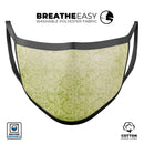 Grunge green Yellow Damask Pattern - Made in USA Mouth Cover Unisex Anti-Dust Cotton Blend Reusable & Washable Face Mask with Adjustable Sizing for Adult or Child