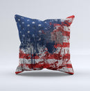 Grungy American Flag Ink-Fuzed Decorative Throw Pillow