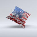 Grungy American Flag Ink-Fuzed Decorative Throw Pillow