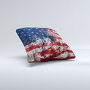 Grungy American Flag Ink-Fuzed Decorative Throw Pillow