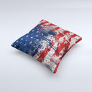 Grungy American Flag Ink-Fuzed Decorative Throw Pillow