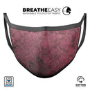 Grungy Black and Maroon Damask Pattern - Made in USA Mouth Cover Unisex Anti-Dust Cotton Blend Reusable & Washable Face Mask with Adjustable Sizing for Adult or Child