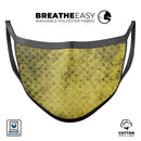 Grungy Black and Yellow Rococo Pattern - Made in USA Mouth Cover Unisex Anti-Dust Cotton Blend Reusable & Washable Face Mask with Adjustable Sizing for Adult or Child
