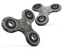 Grungy Blue and Tan Rococo Pattern Full-Body Fidget Spinner Skin-Kit