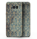 Grungy Blue and Tan Rococo Pattern - Samsung Galaxy S8 Full-Body Skin Kit
