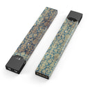 Grungy Blue and Tan Rococo Pattern - Premium Decal Protective Skin-Wrap Sticker compatible with the Juul Labs vaping device