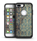 Grungy Blue and Tan Rococo Pattern - iPhone 7 or 7 Plus Commuter Case Skin Kit