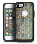 Grungy Blue and Tan Rococo Pattern - iPhone 7 or 7 Plus Commuter Case Skin Kit