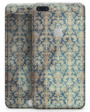 Grungy Blue and Tan Rococo Pattern - Skin-kit for the iPhone 8 or 8 Plus