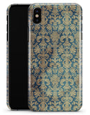 Grungy Blue and Tan Rococo Pattern - iPhone X Clipit Case