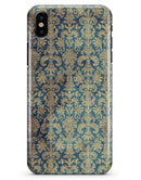 Grungy Blue and Tan Rococo Pattern - iPhone X Clipit Case