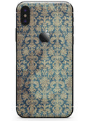Grungy Blue and Tan Rococo Pattern - iPhone X Skin-Kit
