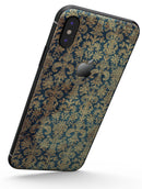 Grungy Blue and Tan Rococo Pattern - iPhone X Skin-Kit