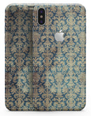 Grungy Blue and Tan Rococo Pattern - iPhone X Skin-Kit