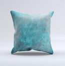 Grungy Bright Teal Surface ink-Fuzed Decorative Throw Pillow