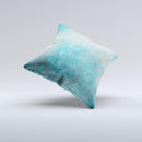 Grungy Bright Teal Surface ink-Fuzed Decorative Throw Pillow